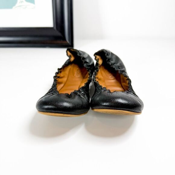 See by Chloé Women's Black Leather Scrunched Ballet Flats EU 36 / US 6 - Picture 2 of 8